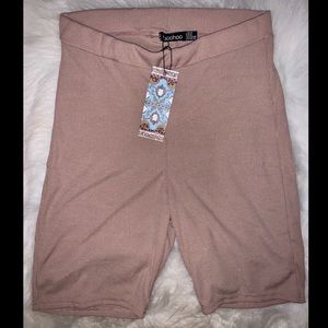 Boohoo Nude Ribbed Biker Shorts